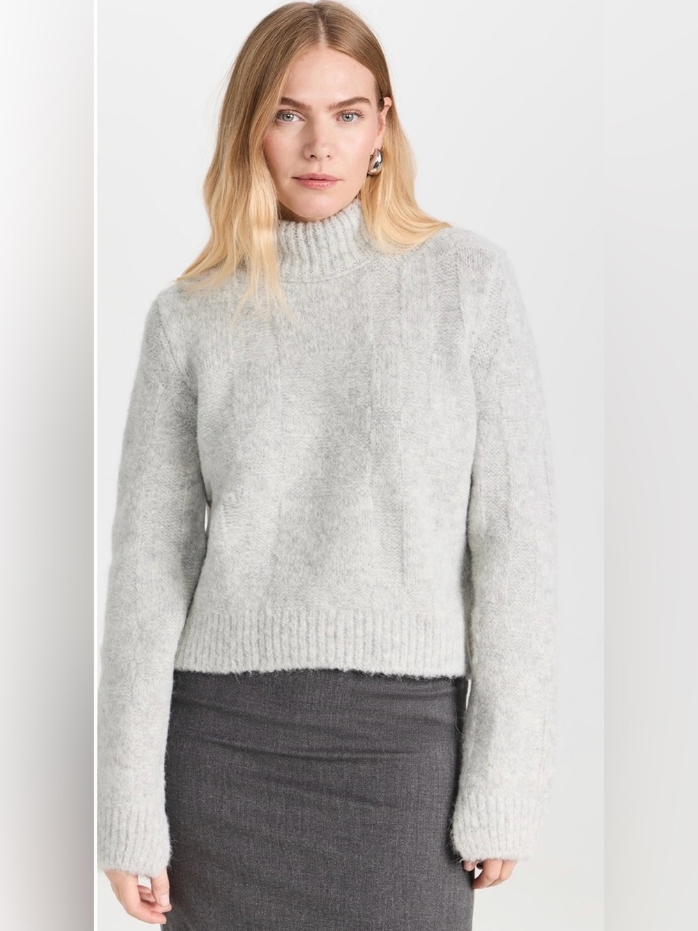 Proenza Schouler White Label Brigitt Sweater in Light Gray Melange Size L $450